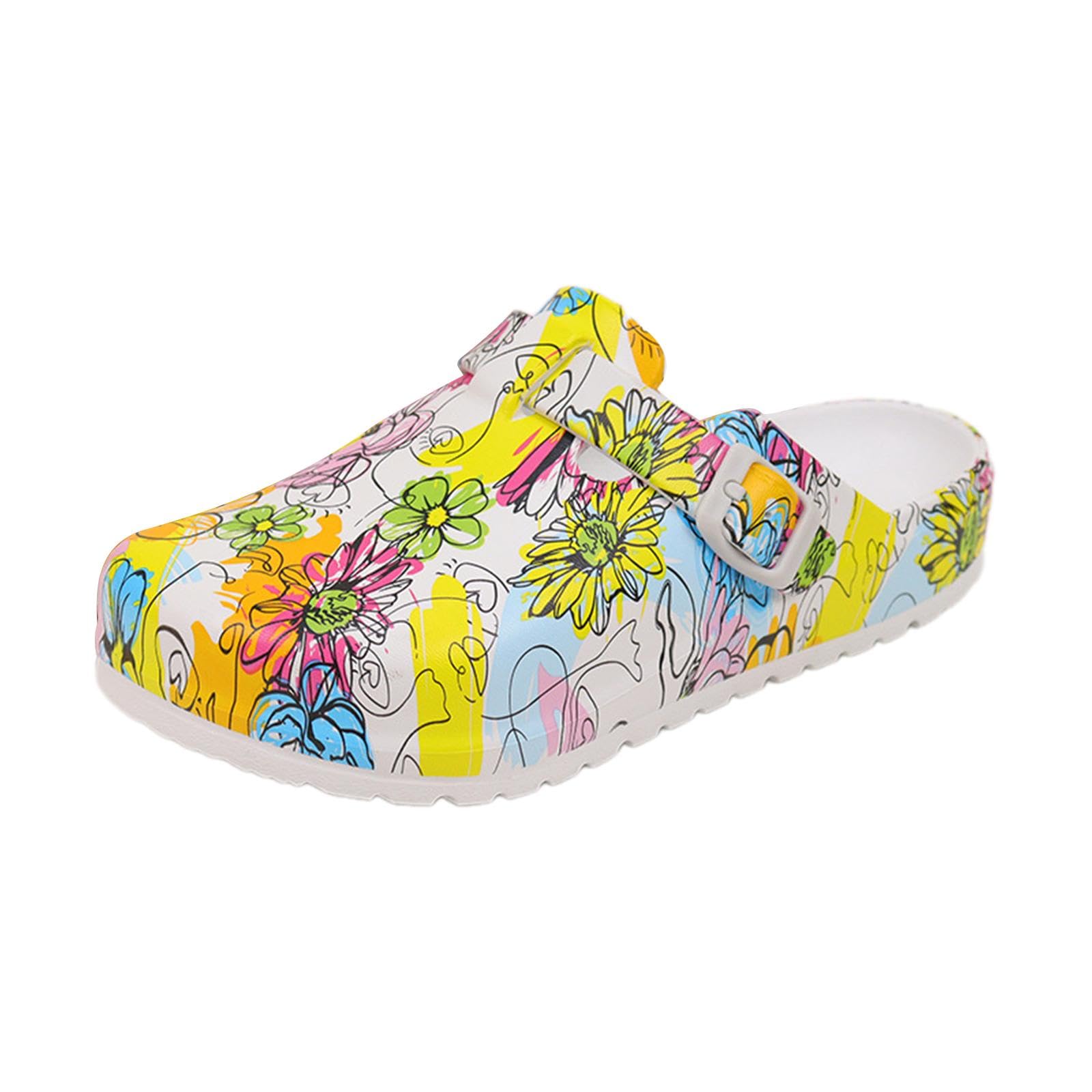Nursing Shoes Cartoon Printed Anti Slip Nurse Clogs For Kitchen Indoor Beach 38 | Men'S Shoes | Casual-image-0