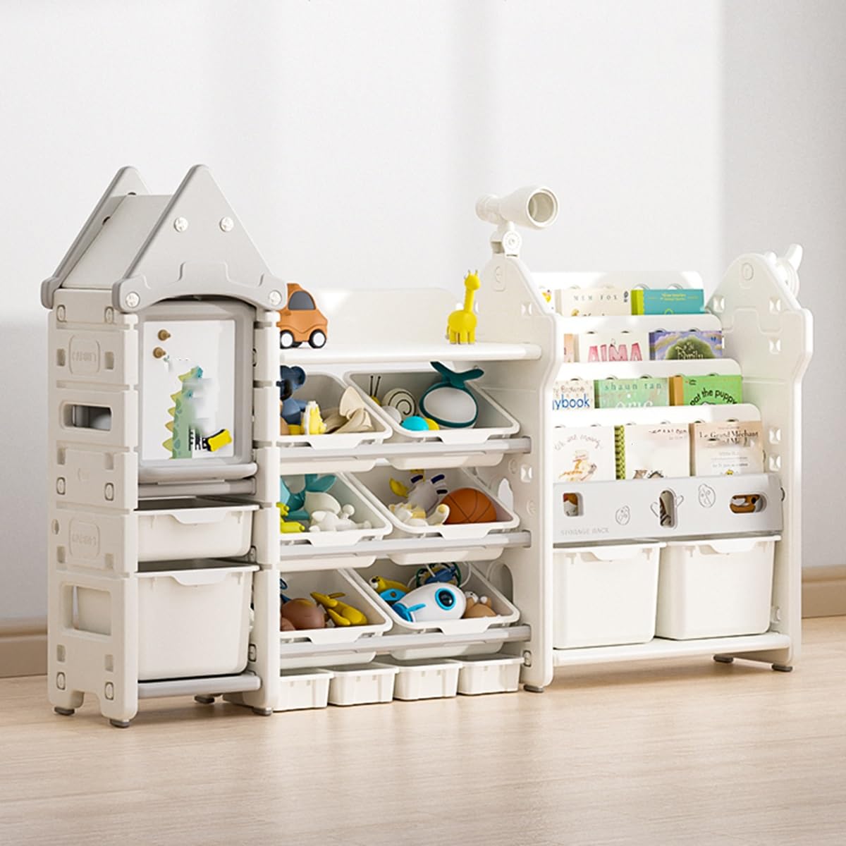 GIZNXBA Organizador Infantil Cajones con 6 Cubos De Plástico, Estanterias Almacenaje De Juguetes Niños Y Niñas, Organización De La Sala De Juegos Y Cubos De Almacenamiento