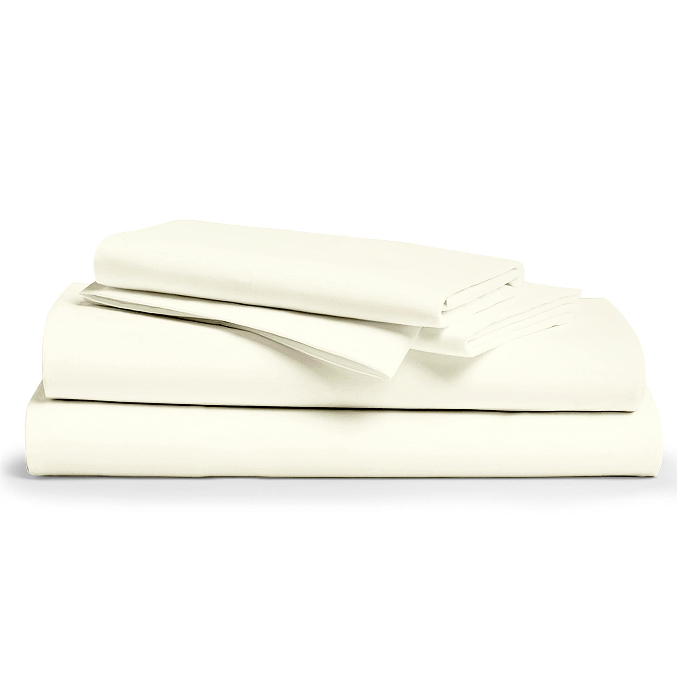 Premium 800-Thread-Count Egyptian Feel 100% Cotton - Breathable IVORY CALIFORNIA KING 4 Pc BEDSHEET SET, Easy Snug Fit, 18" Deep Pocket, Soft Smooth Luxury Sateen Weave, Extra Long Staple Cotton