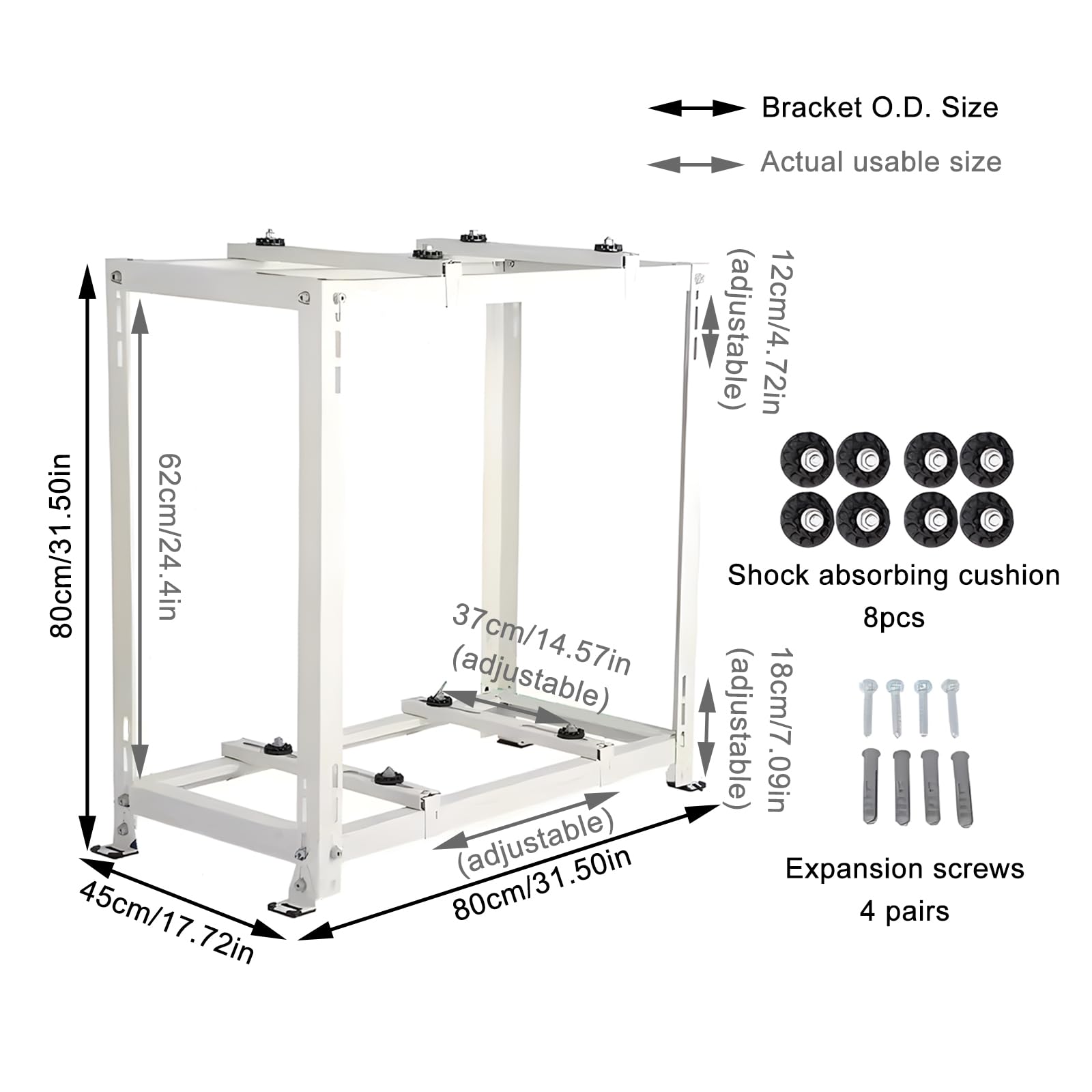 Supporto condizionatore doppia staffa (A due piani, 80X80X45CM) | Split Condizionatore d'Aria Rack, Supporto climatizzatore esterno, staffa di supportro pavimento condizionatore
