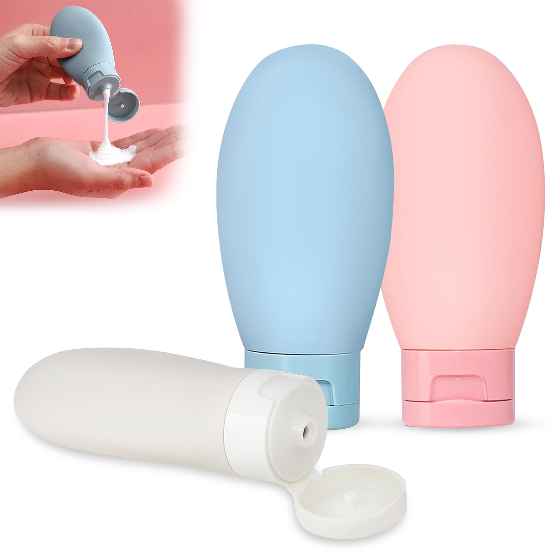glun Travel Squeezer Bottles Set for Handwash, Face Lotion, Leakproof Squeezable Refillable Tubes, Pack of 3 Travel Accessories for Shampoo, Lotion, Beauty Creams-picture-12