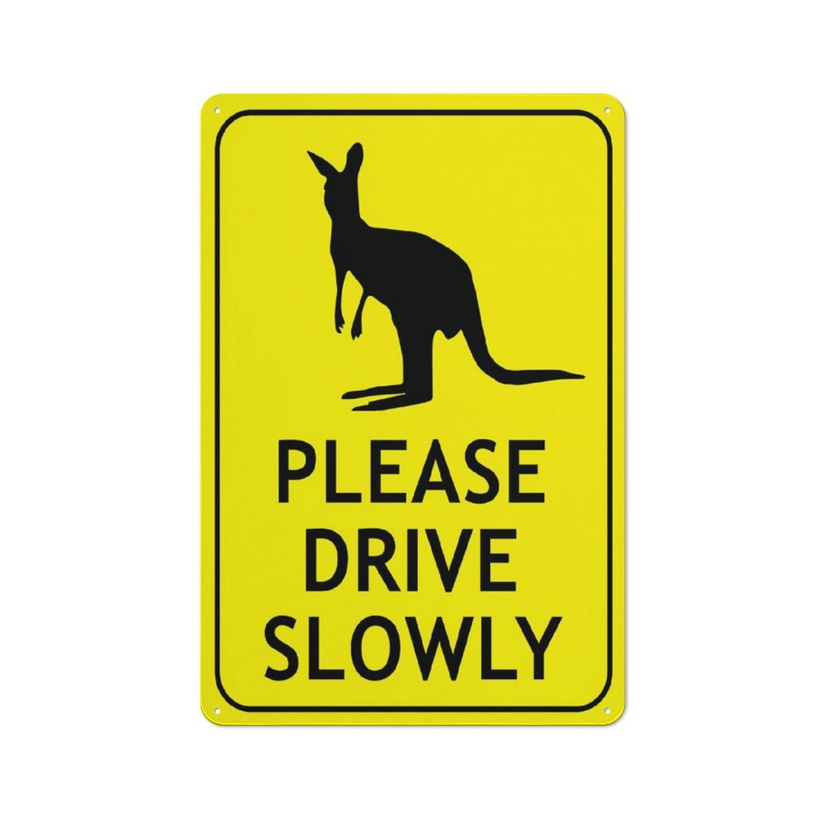 Wallaby Please Drive Slowly Bright Yellow Sign 8"X12" Rust Free Aluminum Signs Outdoor, Metal Tin Sign For Home, Business, Yard