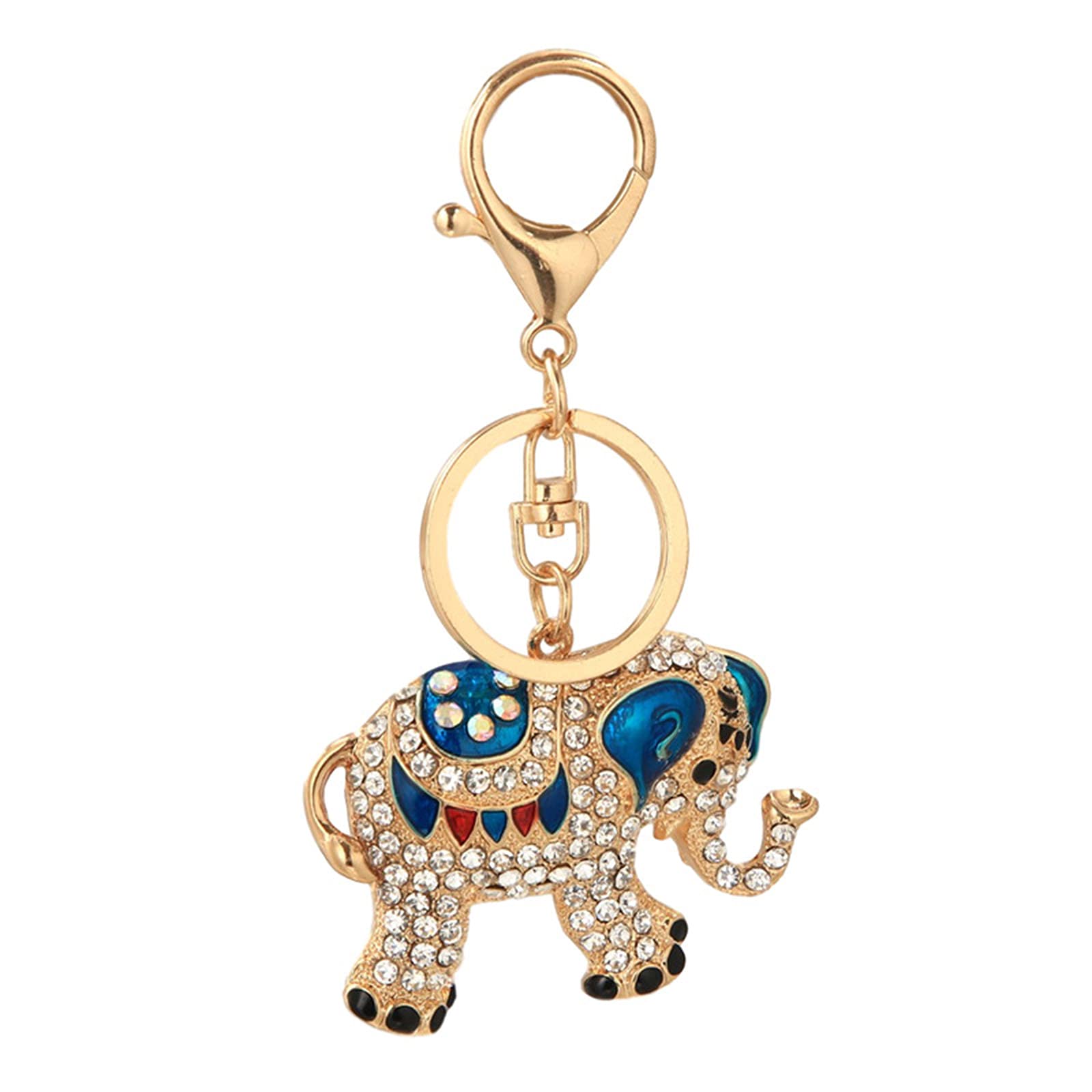 Bijou De Sac à Main - Éléphant Avec Strass Blanc Et Bleu - Métal Argenté - Neuf Avec étiquette