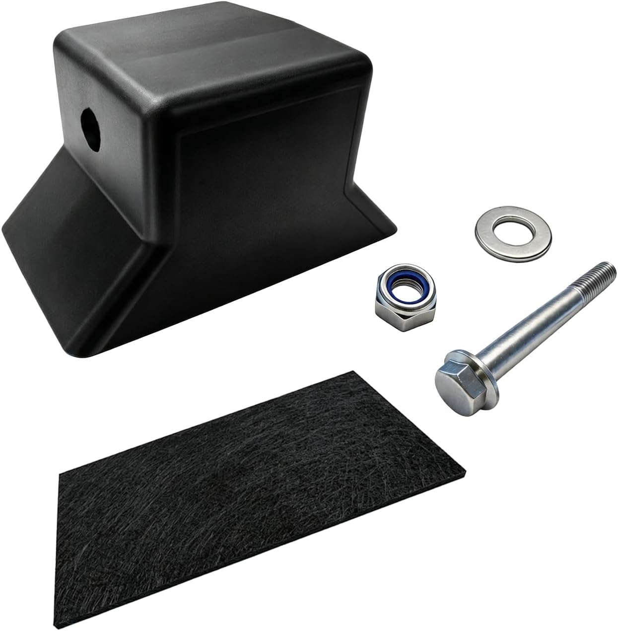 Flat Bow Stop Fits Boat Trailers 5.5 In Span 1/2 Shaft, Jon Boat, Skiff | 5.5 inch span rubber flat bow stop with 1/2 in shaft hole and felt pad. Fits Jon boats, skiffs, and flat-bottom boats.