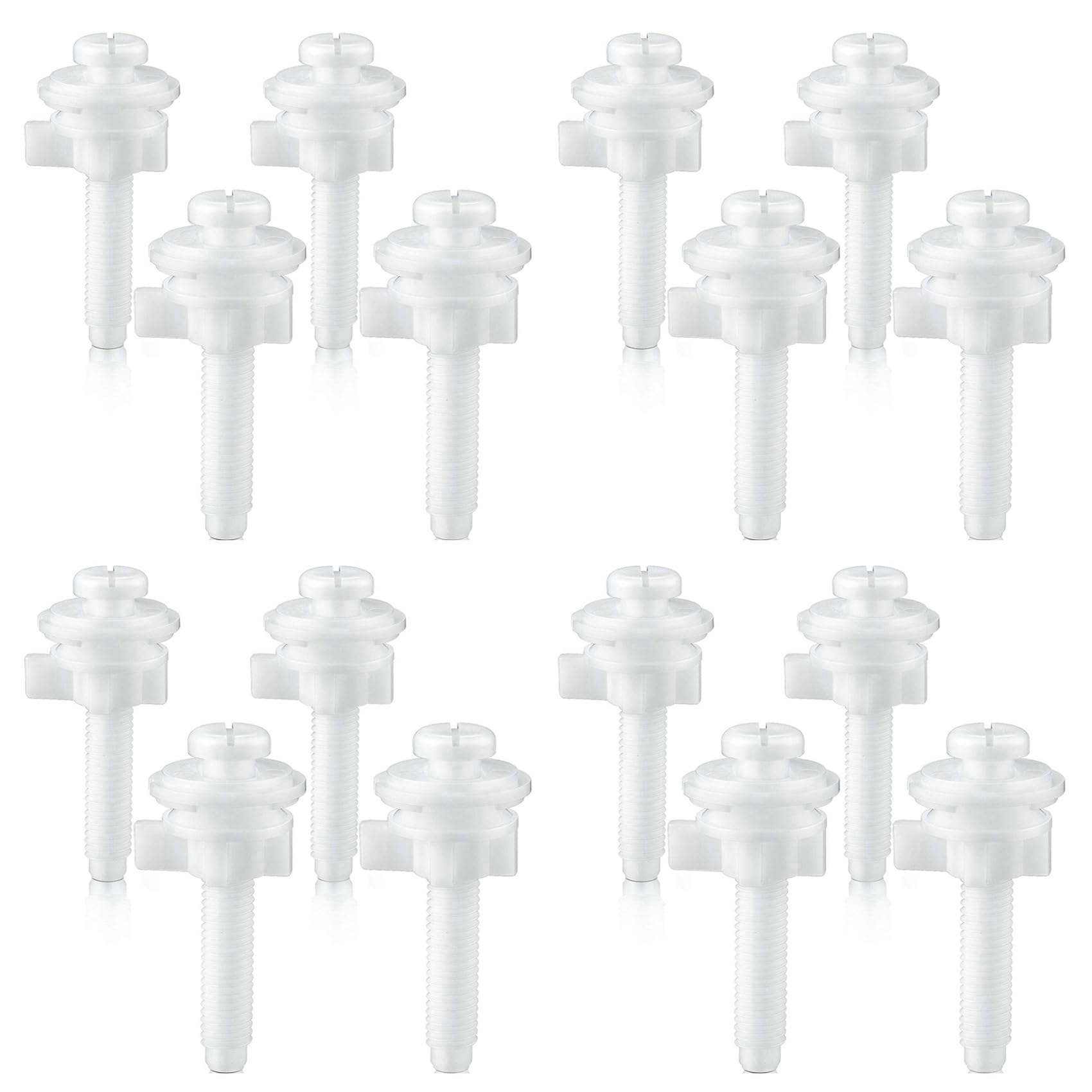 Hndhbfgrt 16PCS Toilet Seat Hinge Bolt Screws with Plastic Nuts and Washers Toilet Seat Replacement Parts Kit