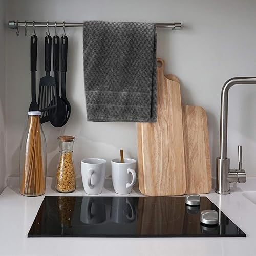 Miniatura 3 de TALVANIA Toallas de cocina grises, paquete de 12 paños absorbentes para platos, 15 x 25 pulgadas, 100 % algodón, tejido de rizo Dobby, juego de