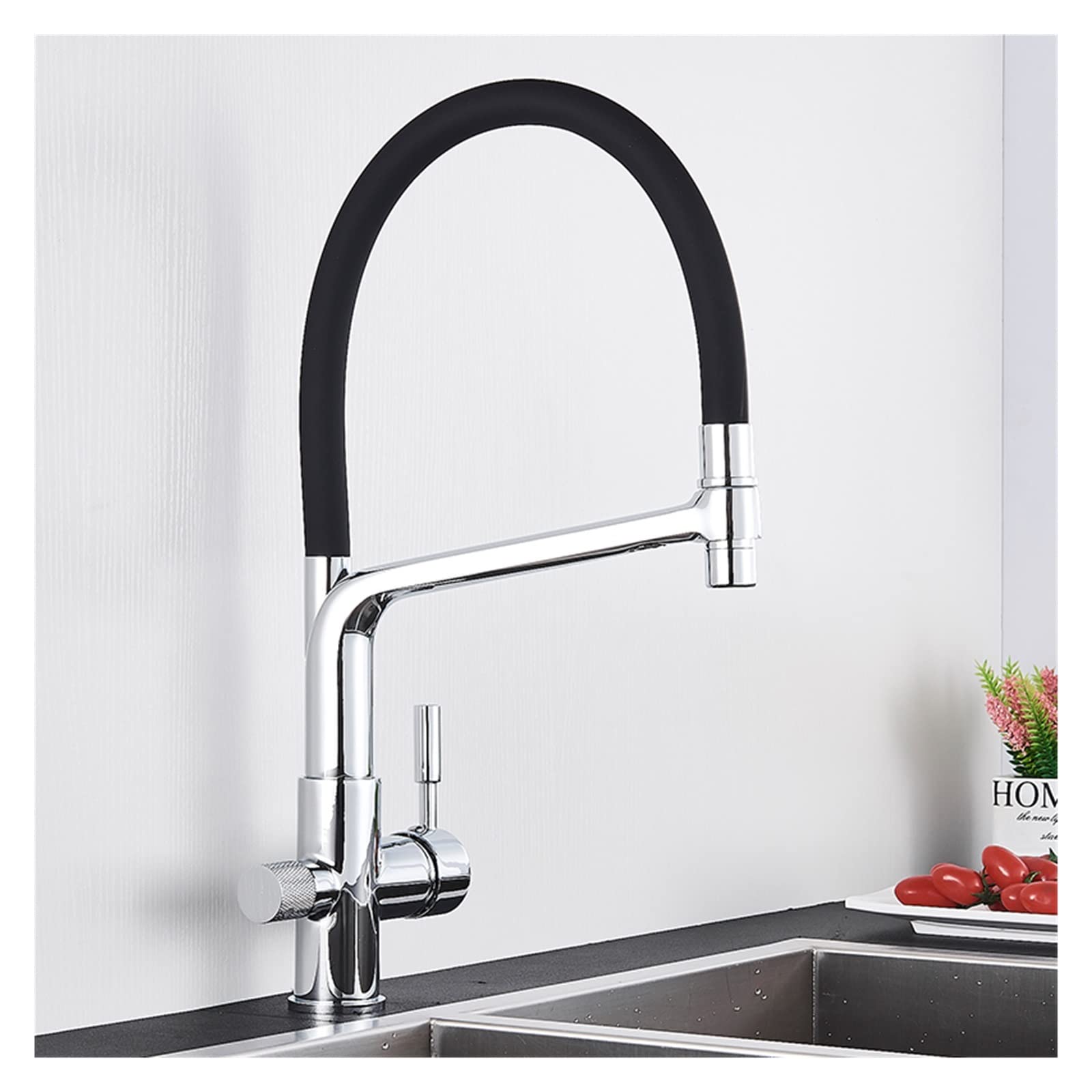 Robinet de cuisine avec purificateur d'eau en Chrome moderne