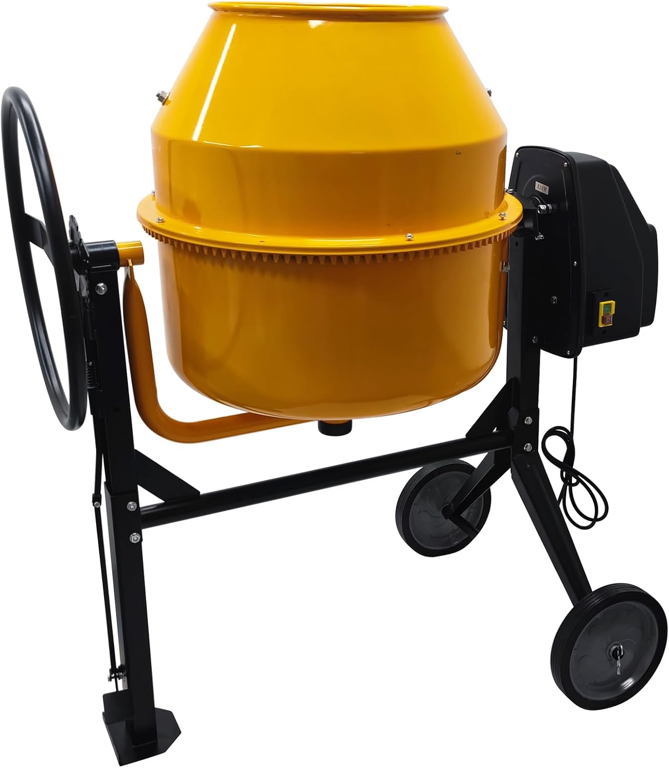 7 Cu.Ft Cement Mixer Electric Concrete Mortar Mixer with Steel Drum & Casters 110V/60HZ Portable Concrete Mixing Machine for Construction Stucco 360°Rotation 1000W (1400RPM)