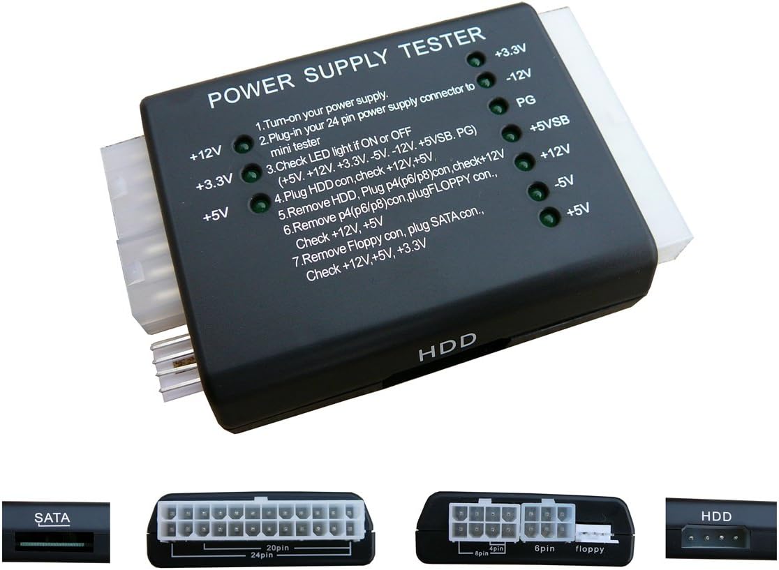 Tester Per Alimentatore PC - Controlla 20/24 Pin, 4/6/8 Pin, SATA, IDE, Per Diagnostica Hardware - Foto 7