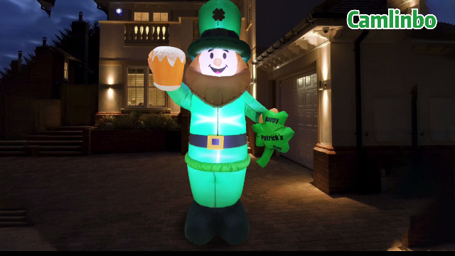 KOOY 5.5 FT St Patricks Day Inflatables Shamrock Outdoor Decoration, Giant Inflatable Lucky Clover Blow Up Yard Decorations, Saint Irish Outside Decorations for Yard Holiday Party Garden Lawn Décor