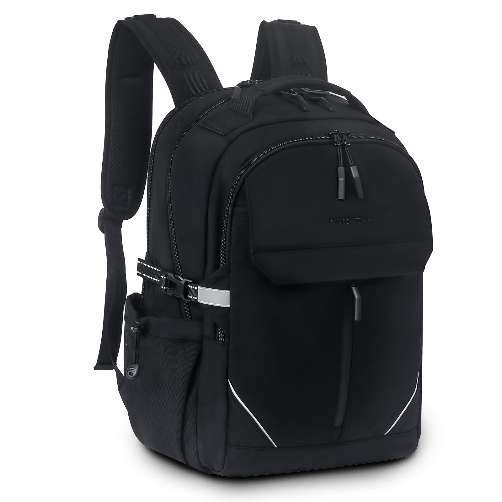 [KINGSLONG] リュック バックパック メンズ レディース 25L 大容量 15.6インチPC収納 防水 三層収納 ビジネスリュック リュックサック 軽量 通勤 通学 旅行 男女兼用 キャリーオン機能付き タウンリュック ブラック