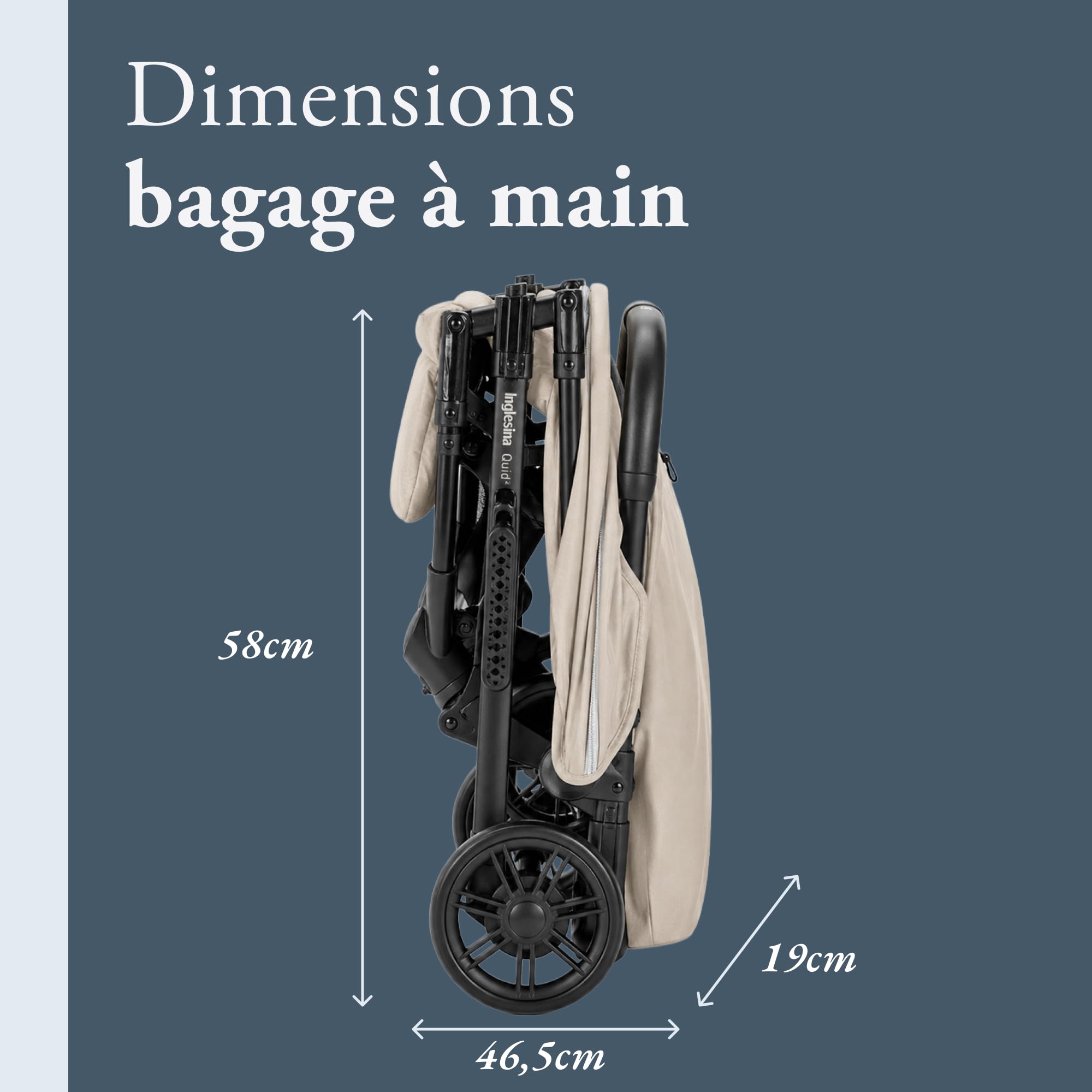 Inglesina Poussette légère Quid², jusqu'à 22 kg, Compacte et Légère, Idéale pour l'Avion, Alpaca Beige