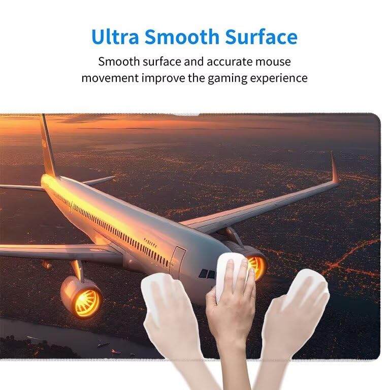 Tappetino Mouse XXL 120 x 60 cm Tappetino Scrivania Gaming Grande, Impermeabile Base in Gomma Antiscivolo, con Bordi Cuciti Mouse Pad, Scrivania Gaming Accessori Tappeto Mouse (aereo) I-285