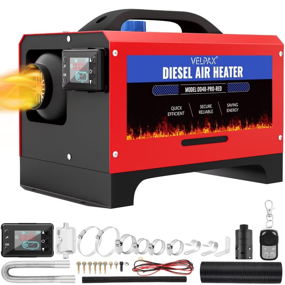 12V 8KW Diesel Air Heater, All in One Truck Heater, Portable Diesel Heater with Remote Control LCD Monitor and Silencer for Car Trucks Bus RV and Trailer