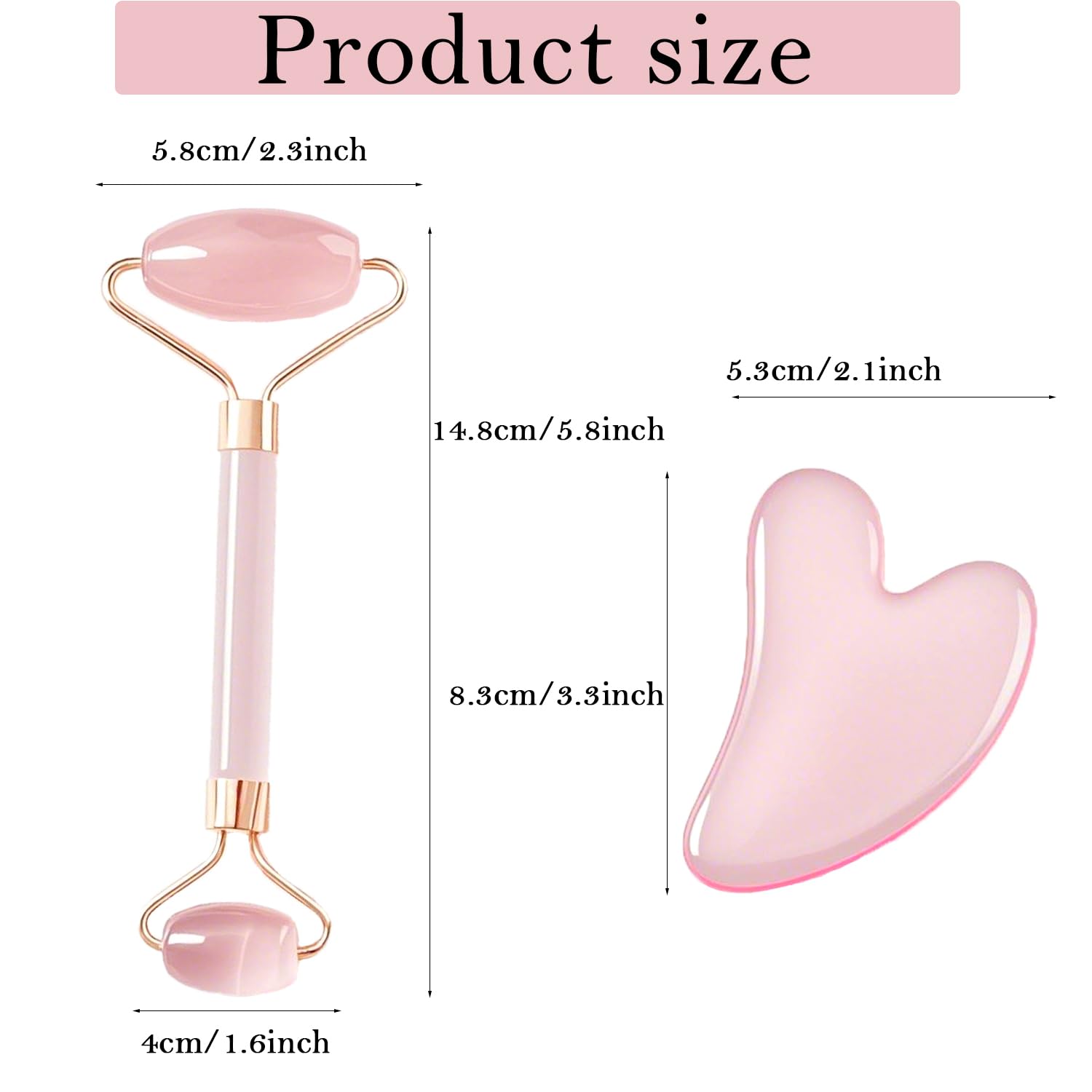 Gua Sha,Scraping Tools, Heart-Shaped Powder Crystal Roller Massage Board Set, Men's and Women's self-Care Gifts, Facial, Eye - Image 2