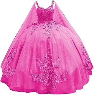 Spaghetti Straps Quinceanera Dresses Ball Gown with Cape Princess Sweet 15 16 Dresses Beaded Lace Prom Dresses WZY73 - Buy now