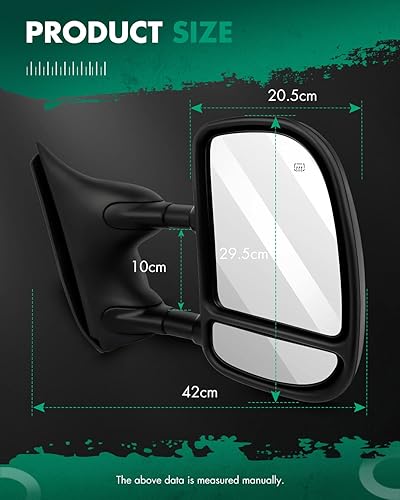 Miniatura 3 de SCITOO - Espejos exteriores, espejo lateral para Ford F250 F350 F450 F550 1999-2007, duraderos, Super Duty, Excursion, color negro, espejo