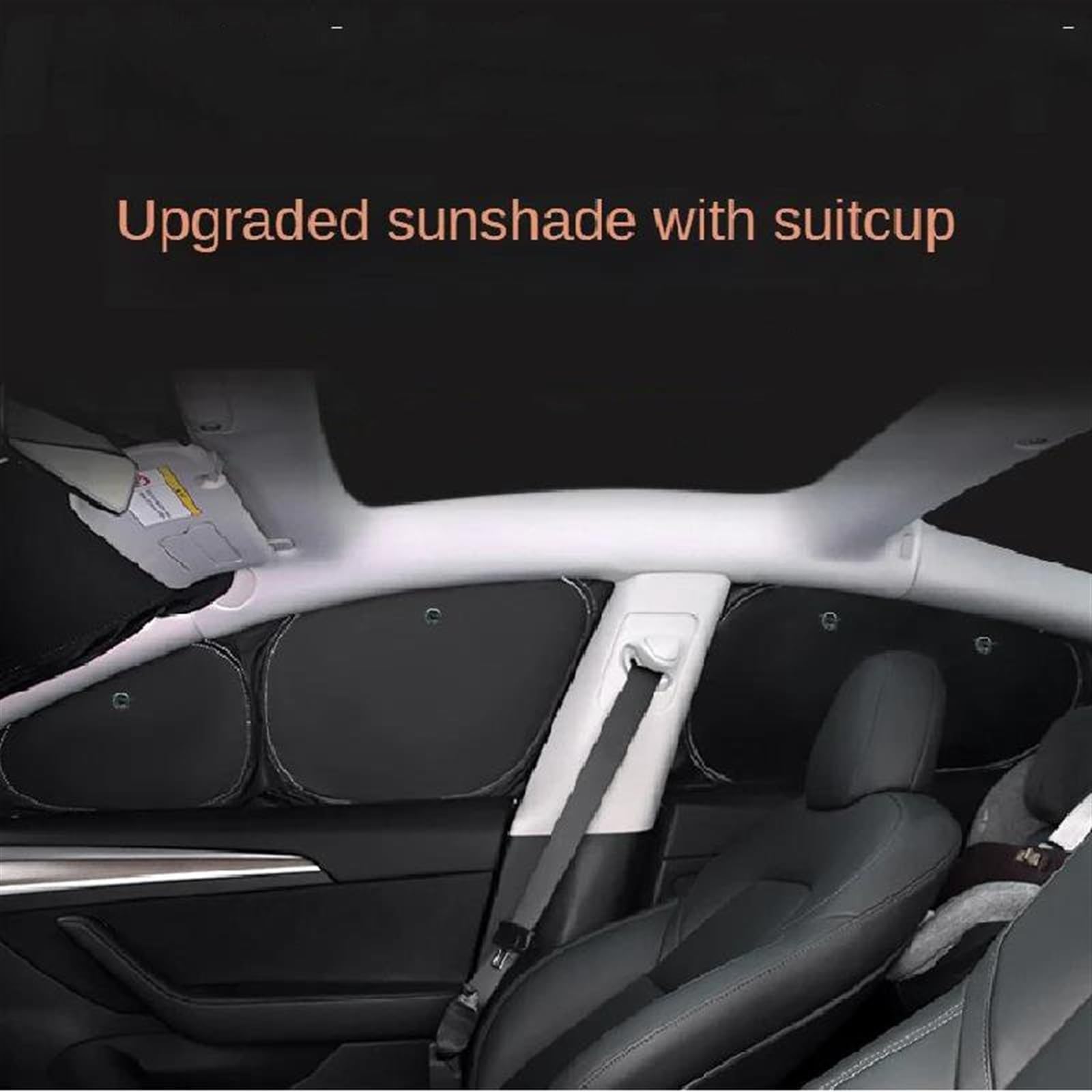Coche Delantera Parasol Parasol para Ventana Lateral De Coche para Tesla para Model Y 2024 con Ventosas Parabrisas Delantero Trasero Sin Marco(6PCS)