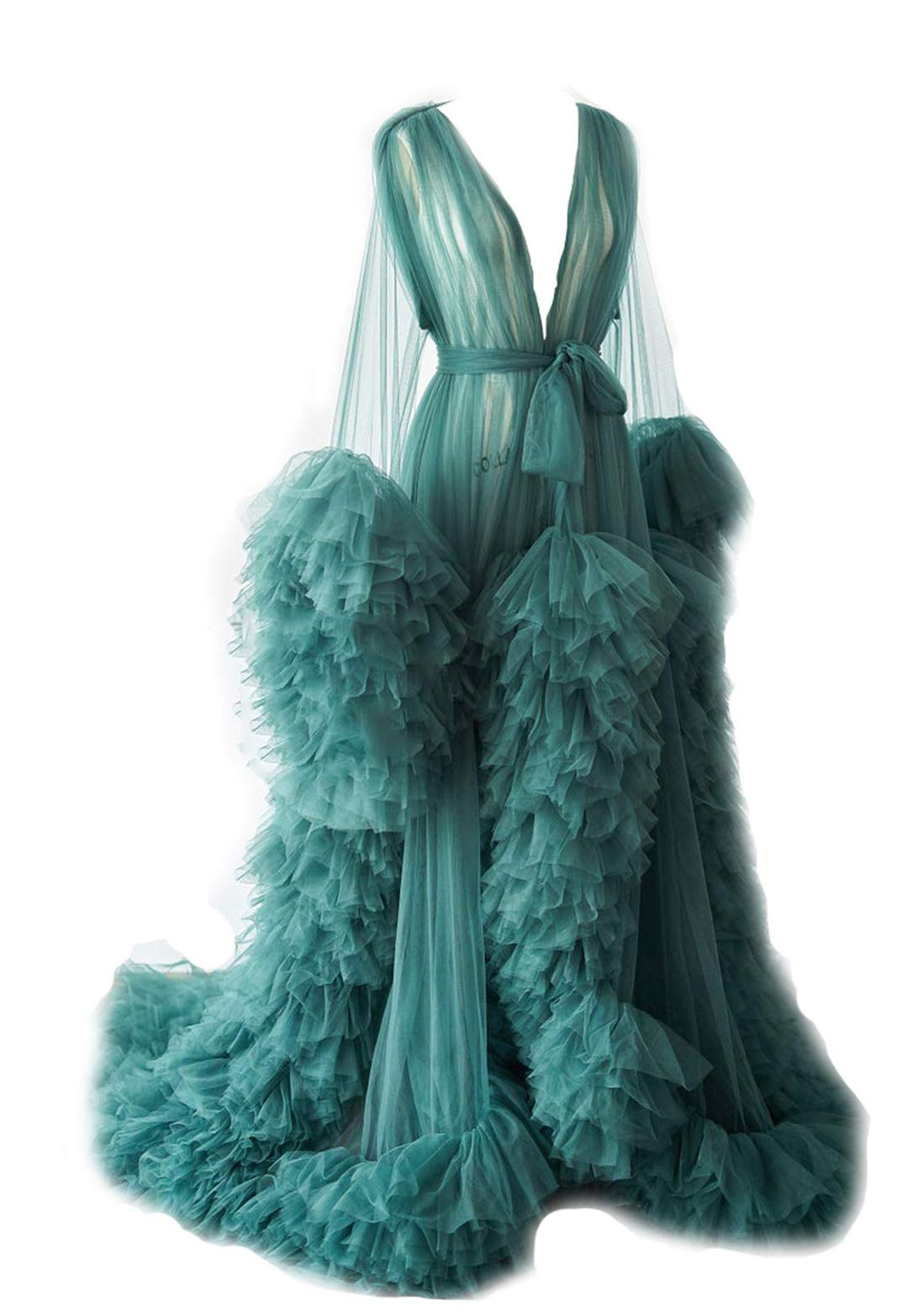 Kelaixiang Tulle Robe Long Lingerie Bridal Dressing Gown Puffy Nightgown Photoshoot