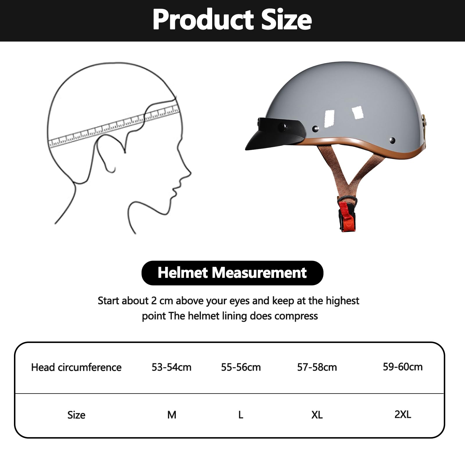 Motorradhelm für Erwachsene, Jethelm, 709 ABS kombiniert mit EPS, Schnellverschluss-Kinnschnalle. Passend für Scooter Moped Chopper Vintage Sturzhelm