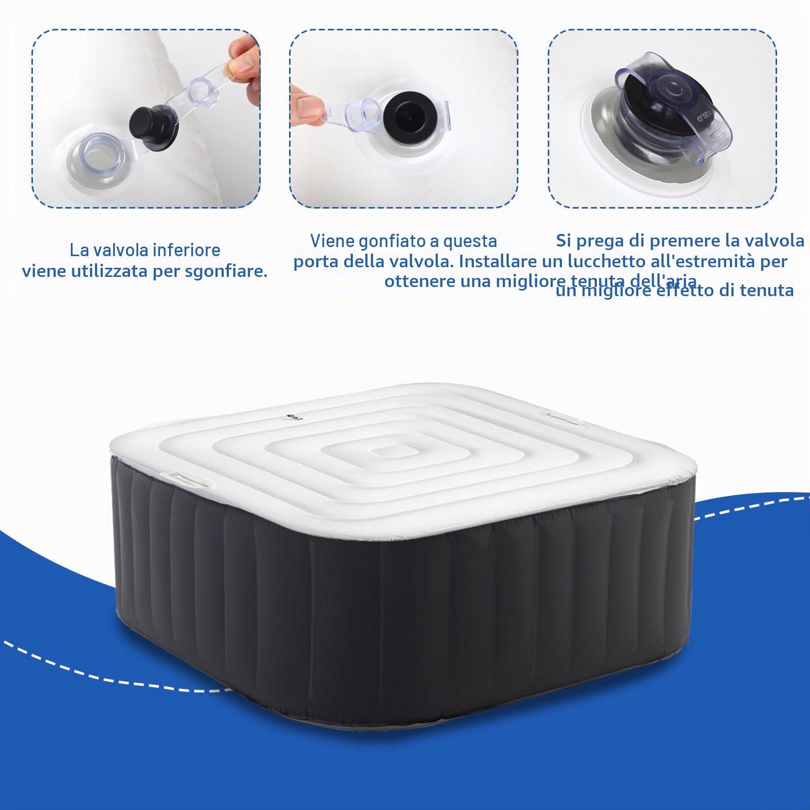 Coperchio di Vasca Idromassaggio Gonfiabile, 165 cm Coperchio Gonfiabile per Spas, Accessori per Vasca Idromassaggio per Piscine, Antivento e Antipioggia, Adatto Piscina Idromassaggio