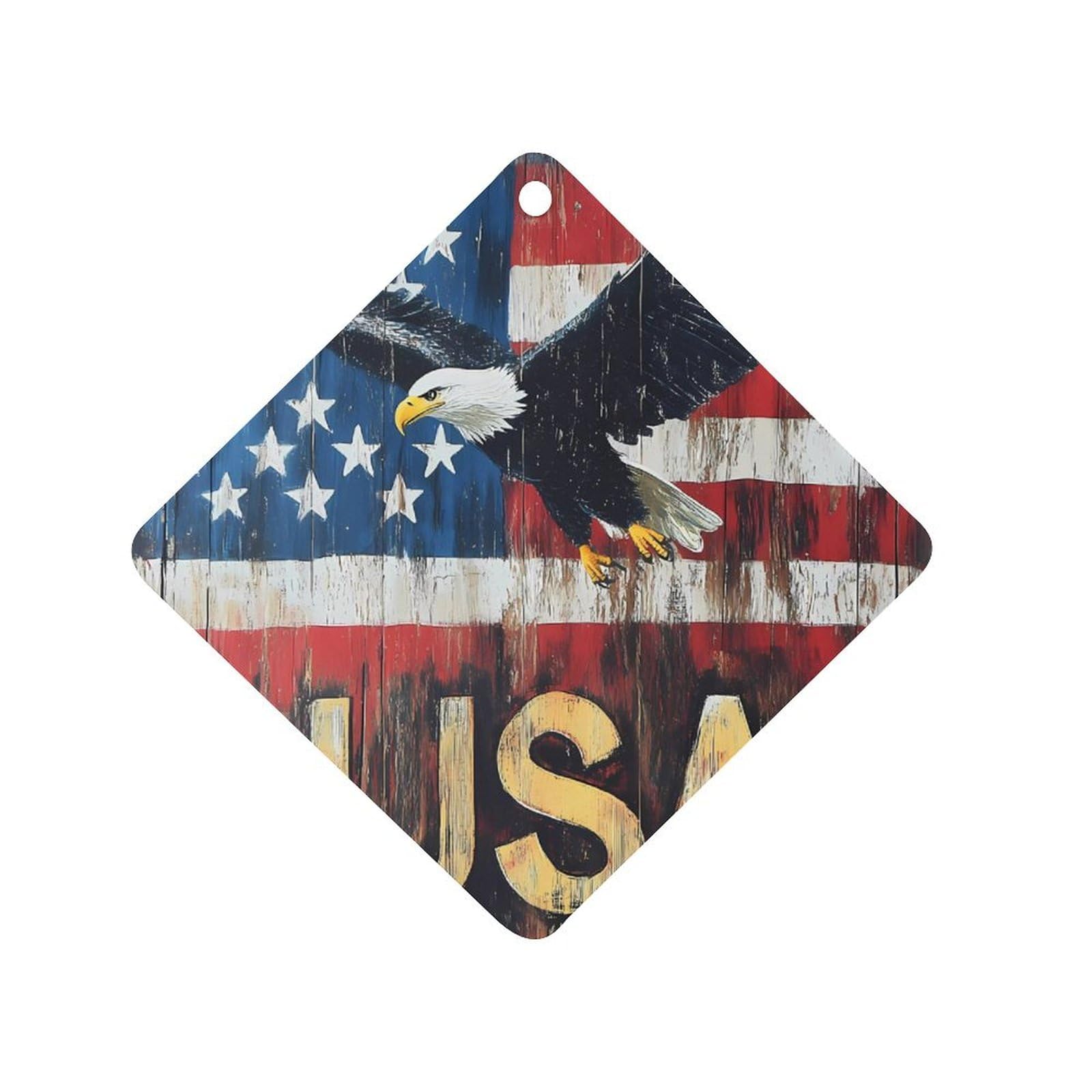 U.S Flag USA E-agle Car Air Freshener Hanging Aromatherapy Tablets for Car Accessories Rhombus