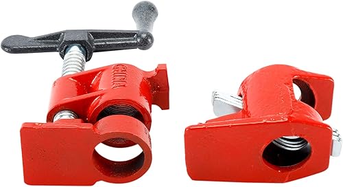 Miniatura 4 de LuckyHigh Juego de abrazaderas de tubo de hierro fundido de 34 pulgadas para pegar madera 6 piezas de color rojo de liberación rápida para