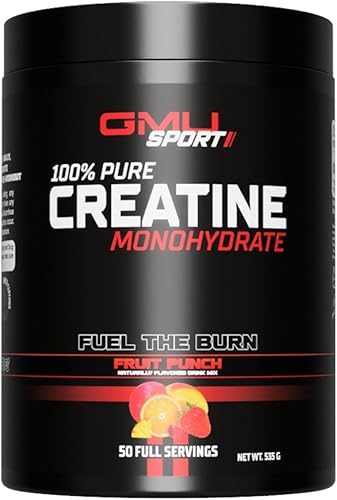 GMU SPORT Polvo de bebida con sabor a monohidrato de creatina, ponche de frutas. 60 porciones (0.18 oz por). Construye músculo magro con creatina!
