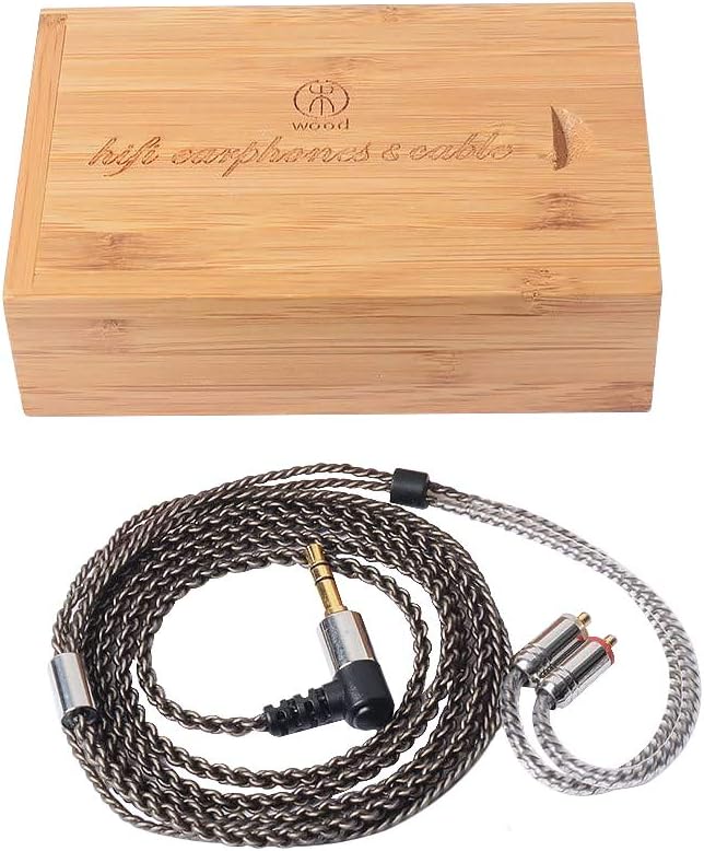 Hellodigi Upgrade Earphone Cable,4Core 5N Sliver Plated Copper Replacement Upgrade Wired,Detachable MMCX Cable for Shure SE215 SE315 SE425 SE535 UE900 Headphones(Coffee Without Mic)