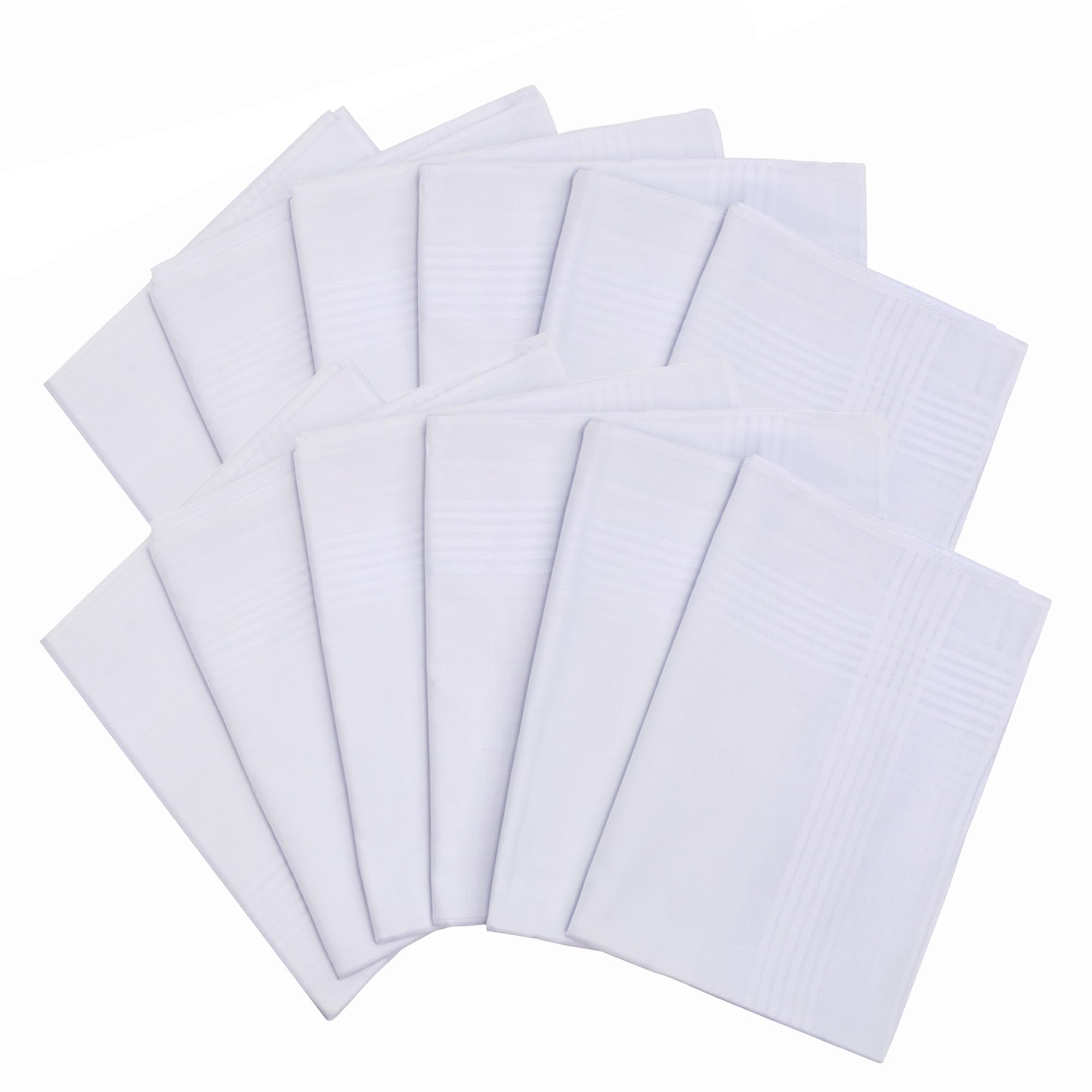 DR. ANISON Men's Hanky Handkerchiefs White Pure Cotton 100% Soft Cotton, White, 16inches