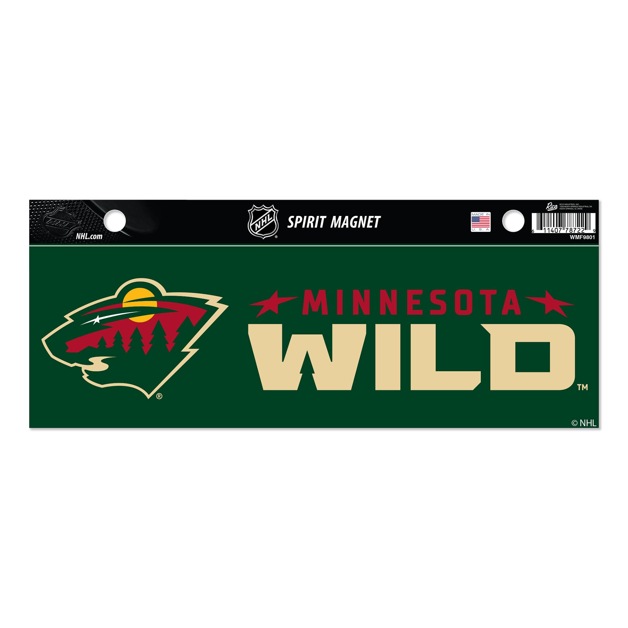 Rico Industries NHL Hockey Minnesota Wild 4 x 10 Team Spirit Magnet - Car, Home Décor - Refridgerator, Office, Kitchen