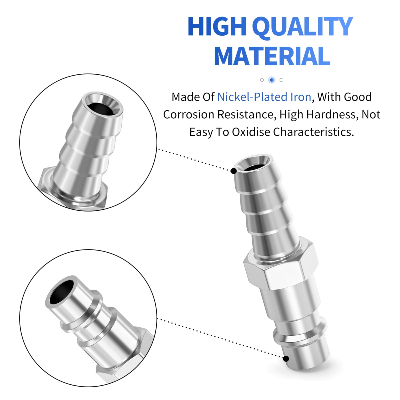 ERGAOBOY 10 Pcs Male Industrial Air Coupling and Plug Kit with 6MM Hose Barb, Flow Quick Connect Air Pneumatic Compressor Hose Fittings - Image 3