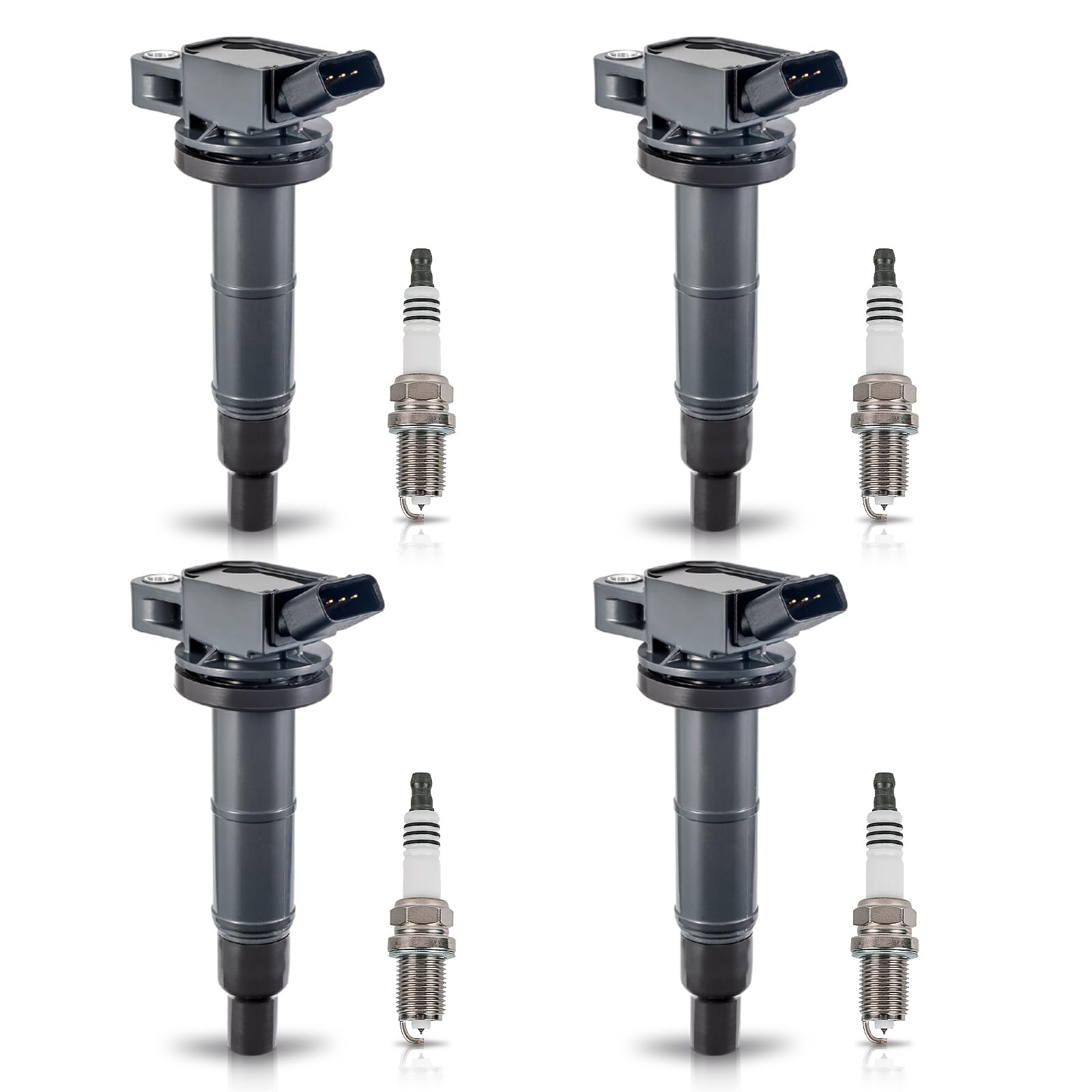 ENA Pack of 4 UF333 Ignition Coil 7092 Spark Plug 2.4 L4 Compatible with Toyota Camry Corolla Highlander Matrix RAV4 Solara HS250h tC xB 2001 2002 2003 2004 2005 2006 2007 2008 2009 2010 2011 2012