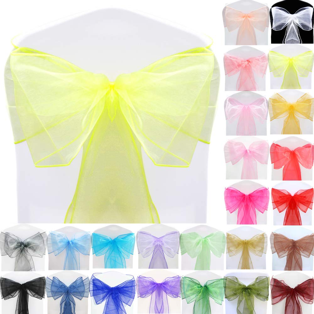 Time to Sparkle 50pcs 22x280cm Canary Yellow Organza Sashes — image 1
