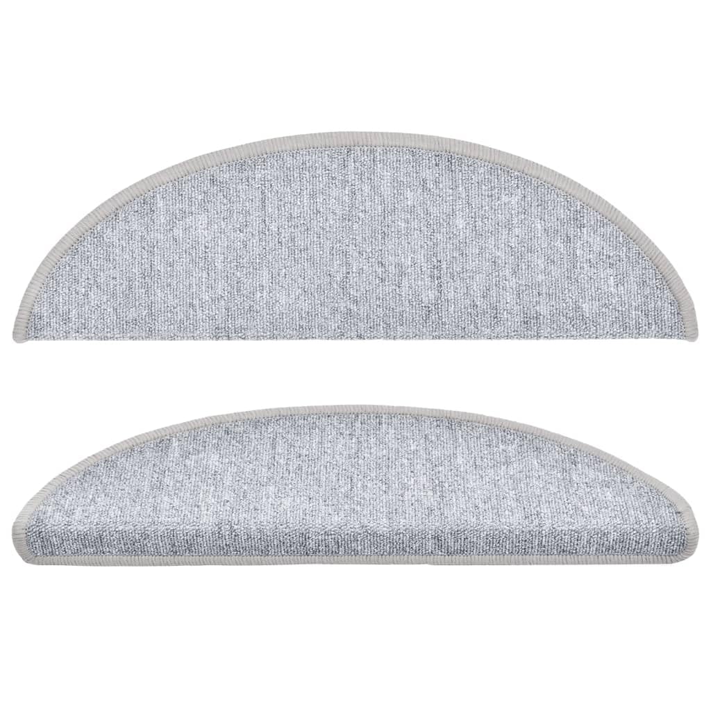 Stufenmatten 10 Stück 56x17x3 cm Hellgrau Halbrund Treppenstufen Matten, Teppich Innen für Treppen, rutschfest Stufenmatten Treppenteppich