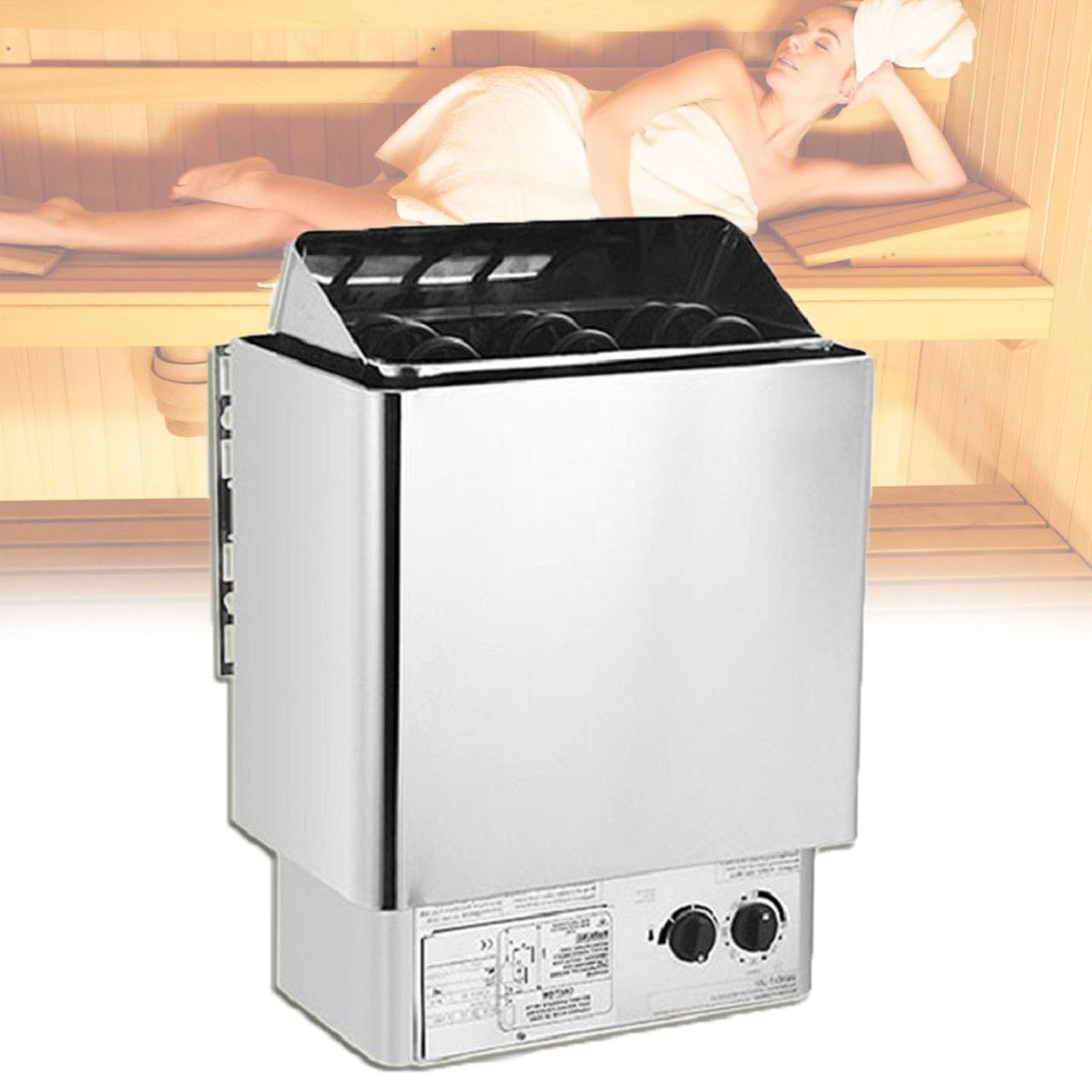 Poêle de Sauna électrique en Acier Inoxydable 3-9 KW, 220 V/380 V, avec régulateur intégré, température : 0-110 °C, Chauffage de Sauna à Vapeur sèche(220v,6KW)