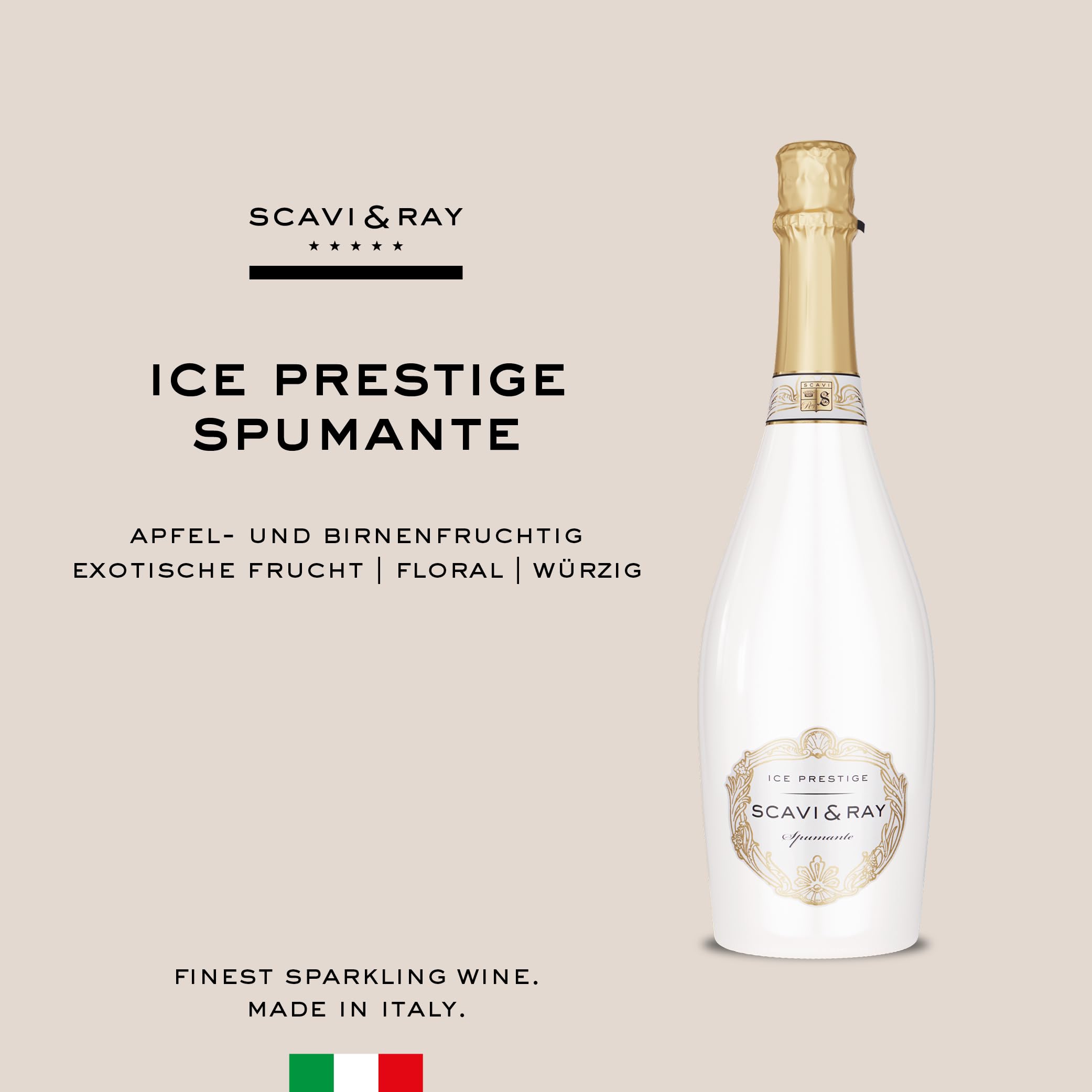 SCAVI & RAY Ice Prestige Spumante Piccolo 10,5% Vol. - halbtrocken, 24x0,2l | Fruchtig frischer Schaumwein aus Italien, halbtrocken, ideal für unterwegs oder den kleinen Genussmoment, feine Perlage