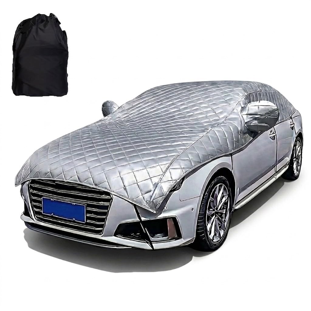 Telo Copriauto Antigrandine Imbottito Per BMW 6 Series (F13) Copri Auto Anti Grandine, Telo Copri Auto Esterni, Mezza Copertura per Macchina Impermeabile Protezione(Argento)