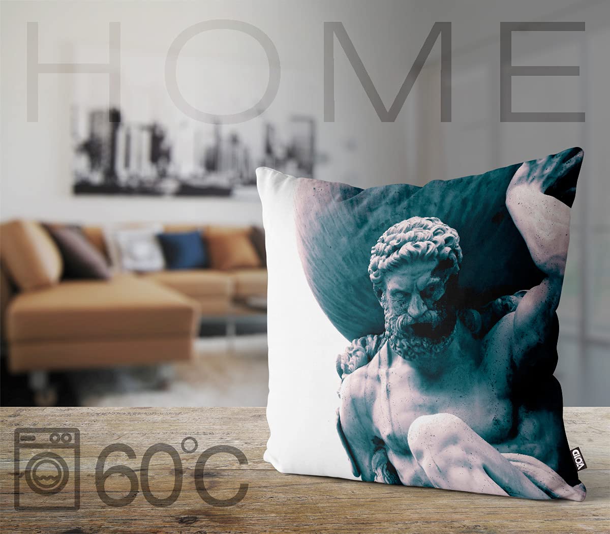 VOID Federa Per Cuscino Decorativa Blu In Poliestere Impermeabile - 40x40 Cm, Con Chiusura In Metallo, Uso Interno/esterno