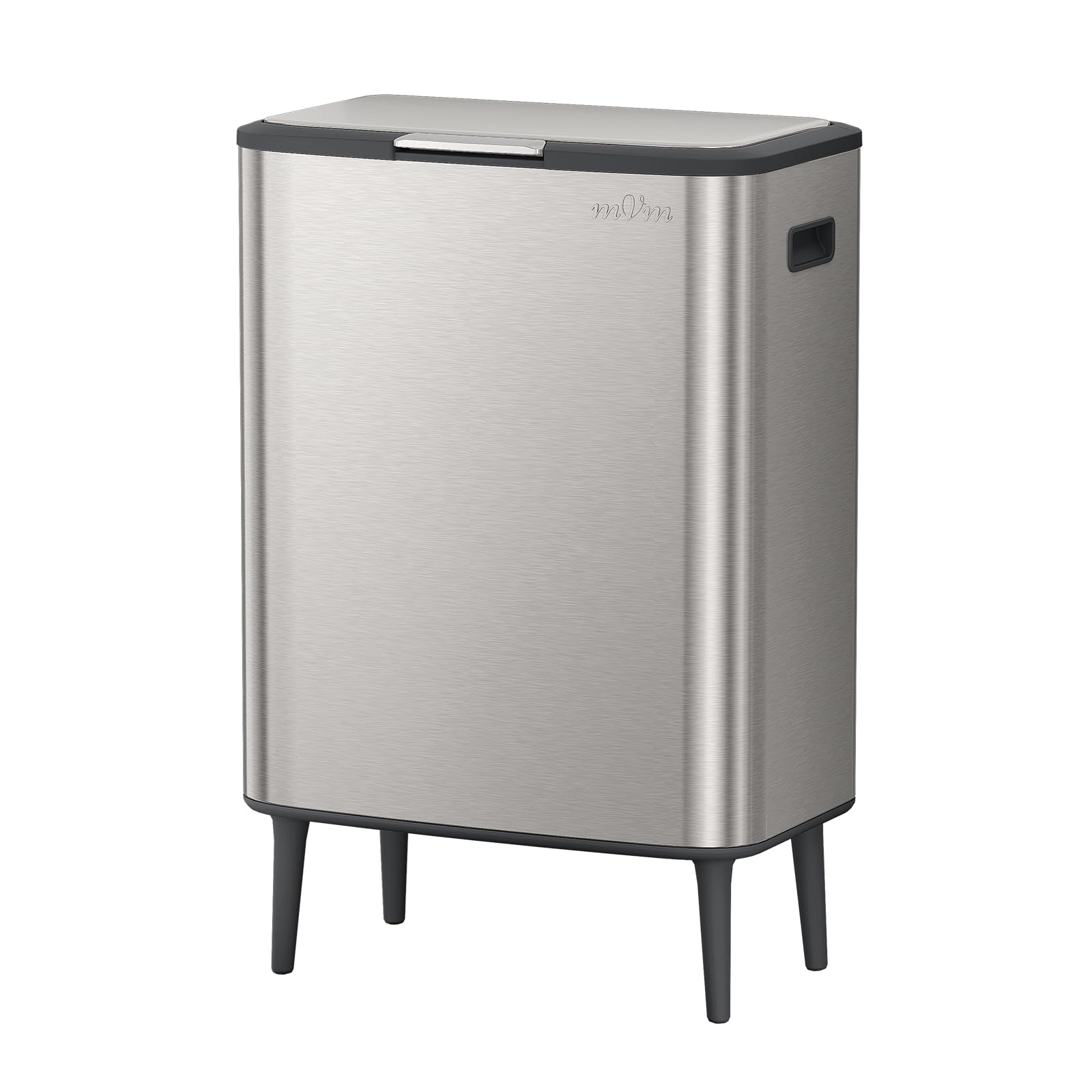 mVm 65L Kitchen Bin, 2-in-1 Waste Sorting Bin with Manual Press Lid, Grey