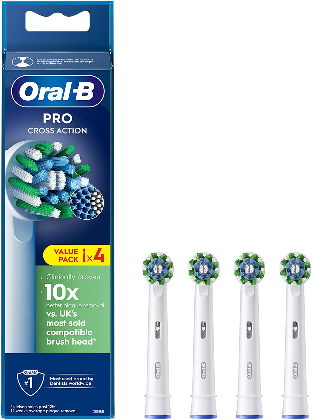 - Oral-B ORIGINAL Cross Action Electric Toothbrush Soft Replacement Brush Heads [10X POWERFUL THAN COMPATIBLE PRODUCTS] For Vitalty,Pro,Smart Series, 4 refills, Deep clean between teeth
