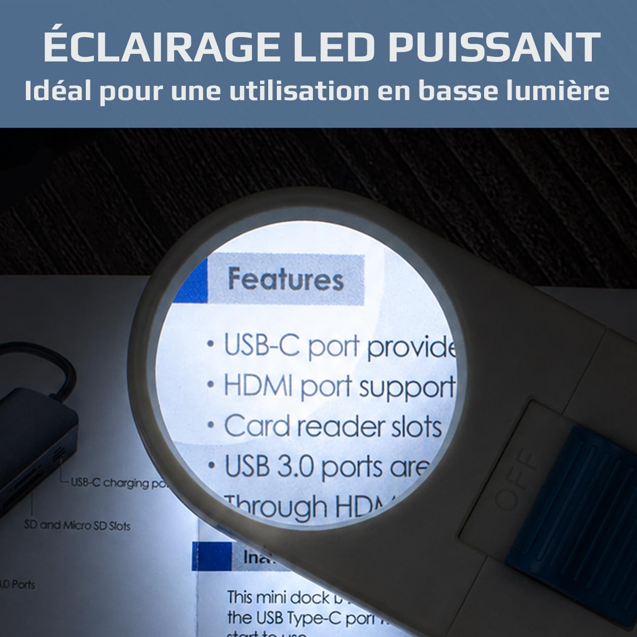 Carson Loupe éclairée à Main 7X LED 1,5" lentille asphérique SV-70