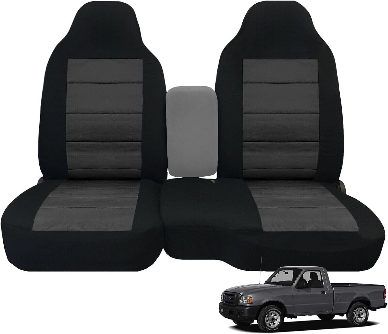 SAPUBK Custom-Fit Front Seat Covers Without Console Replace for 1998-2003 Ford Ranger XL Regular Cab 60/40 Split, Knitted Fabric Composite Soft Foam Lining Airmesh Breathable Seat Cover Cushion