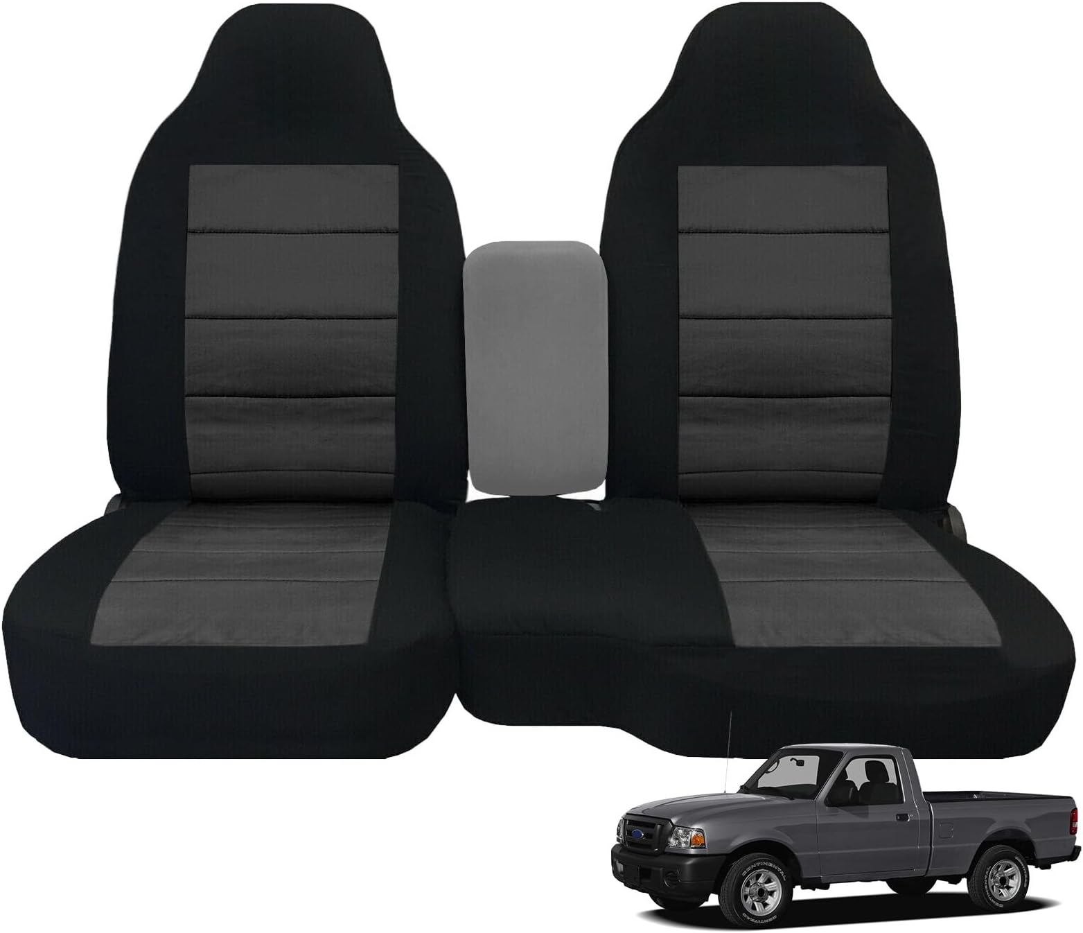 SAPUBK Custom-Fit Front Seat Covers Without Console Replace for 2004-2012 Ford Ranger Pickup 60/40 High Back Seats, Knitted Fabric Composite Soft Foam Lining Airmesh Breathable Seat Cover Cushion