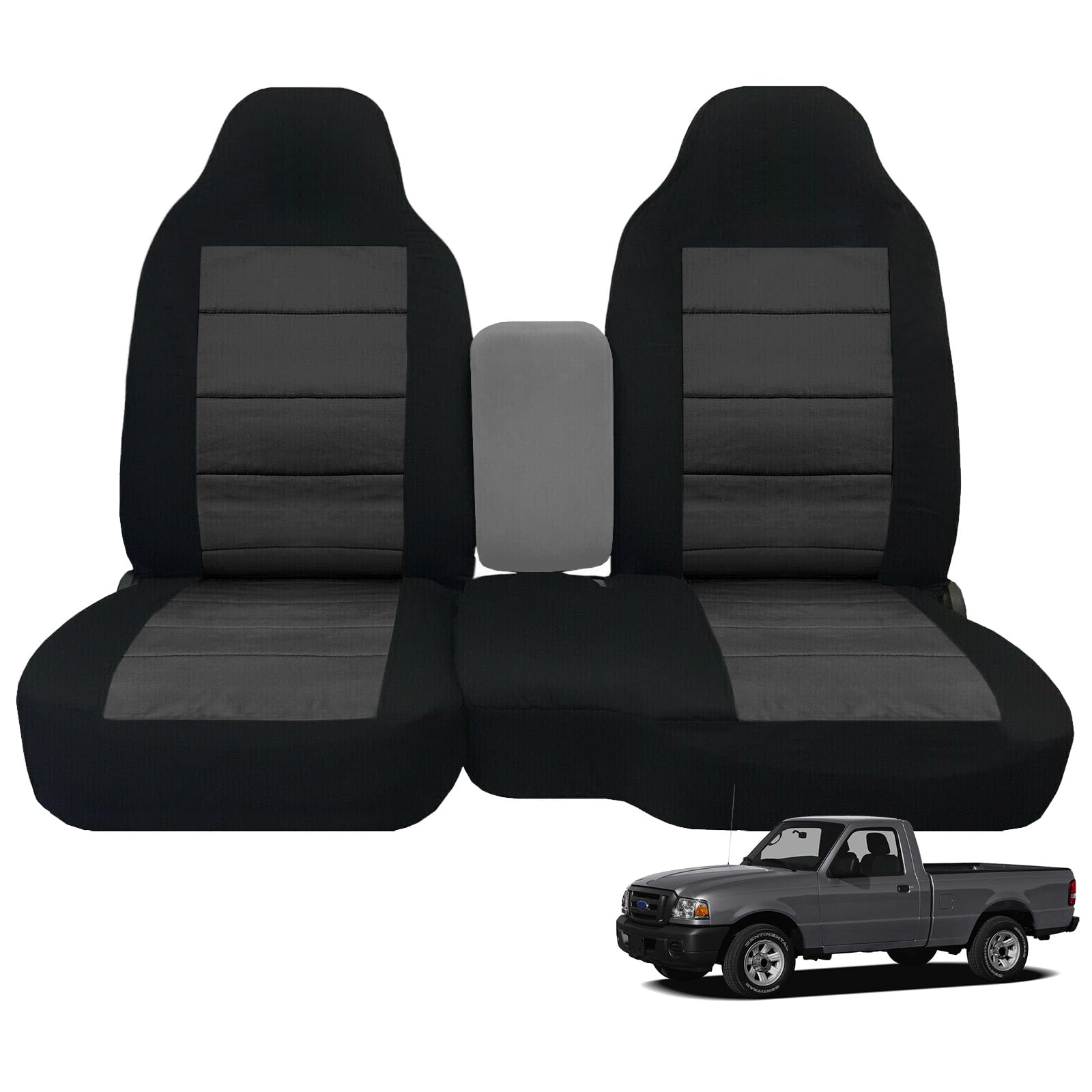 SAPUBK Custom-Fit Front Seat Covers Without Console Replace for 2004-2012 Ford Ranger Pickup 60/40 High Back Seats, Knitted Fabric Composite Soft Foam Lining Airmesh Breathable Seat Cover Cushion