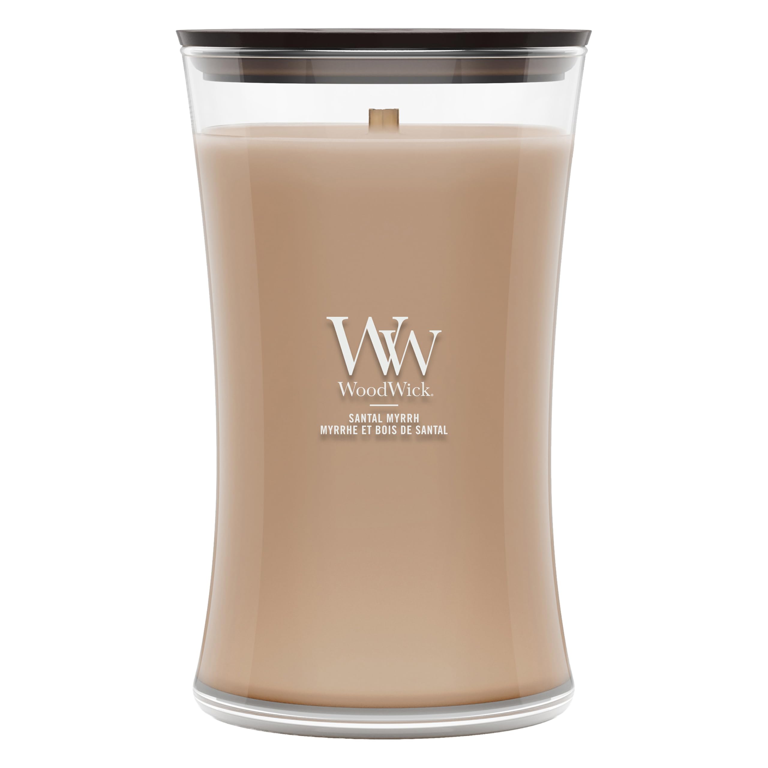 WoodWick Bougie parfumée | Grande bougie sablier | Myrrhe et bois de santal | Cadeaux parfaits pour femmes