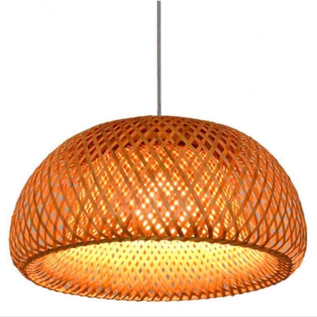 Lustre vintage bambou tressé main suspension rétro ajustable de haute qualité