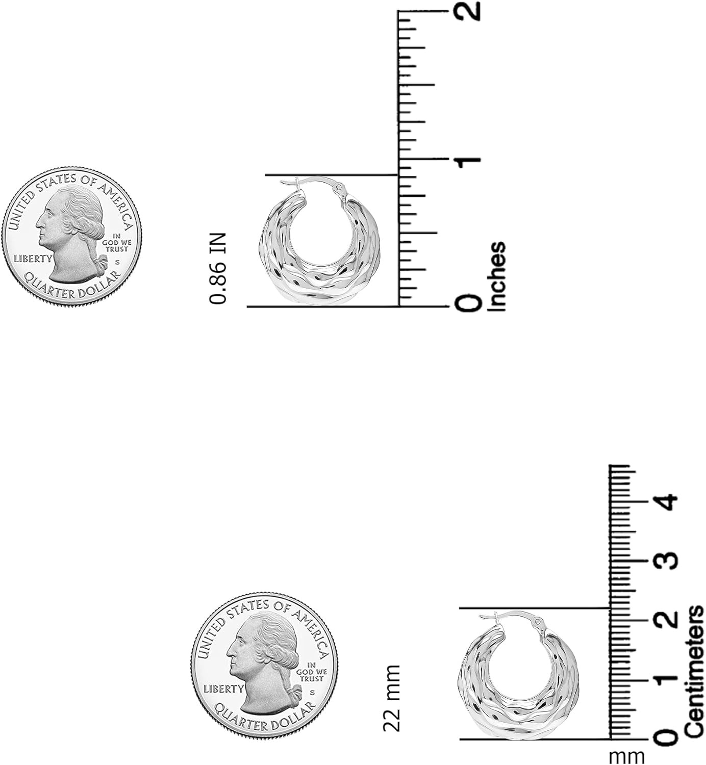 LeCalla 925 Sterling Silver Chunky Hoop Earrings | Italian Design Shrimp Earring | Lightweight Classic Click-Top Earring Hoops for Women - Image 5