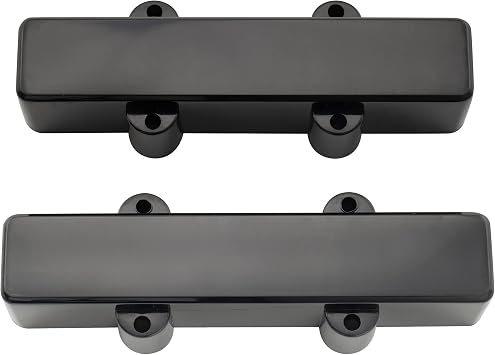 Musiclily Pro Plastic F91.6/R95mm Jazz Bass Pickup Covers No Holes Set for Fender J-bass, Black (Set of 2)