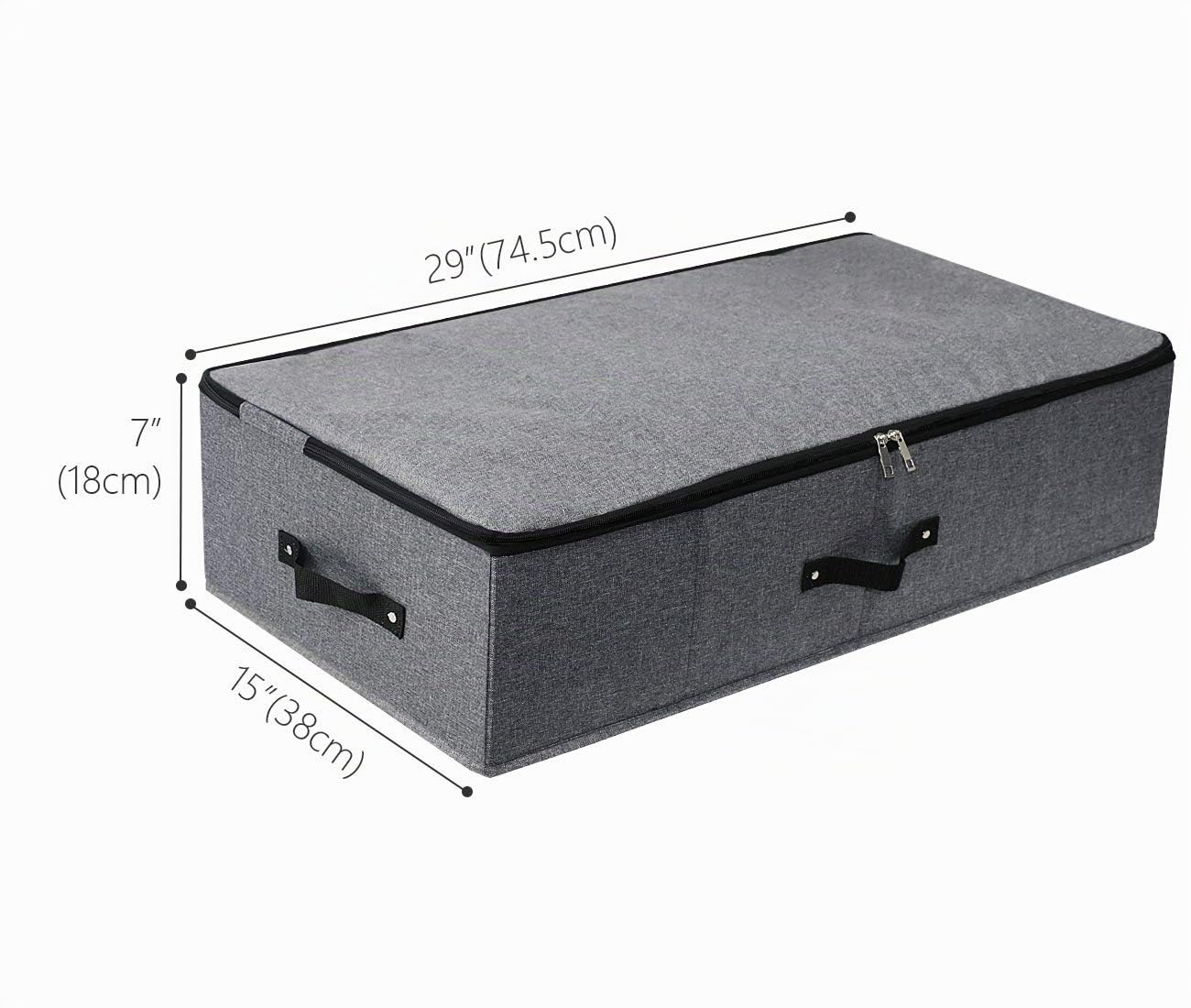 Lot de 2 boîtes de rangement pliables sous le lit avec doublure de support en plastique, 6 poignées, couvercle à fermeture éclair, couvertures, vêtements, couettes, paniers de rangement pour chambre à